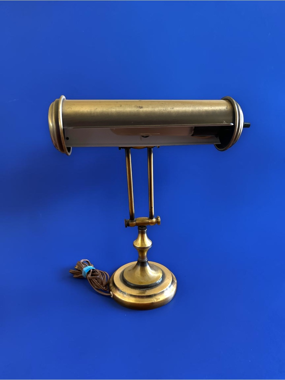 VTG MCM Brass Art Deco Desk Table Lamp Piano Bankers Adjustable Office Portable